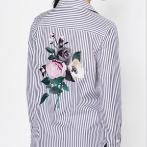Equipment Brett Cotton Shirt w/Rose Embroidery XS